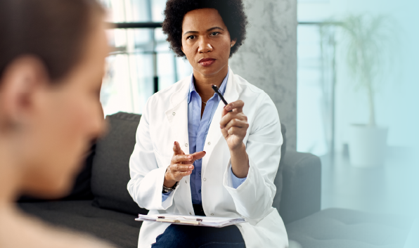 Therapist pointing pen representing Brainspotting